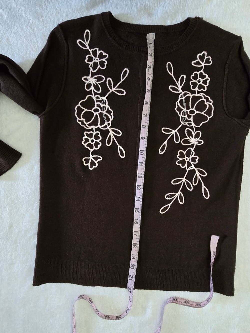 Vintage Y2K Bob Mackie Wearable Art Cardigan Brown Embroidered Wool Blend, Sz S - Picture 11 of 16